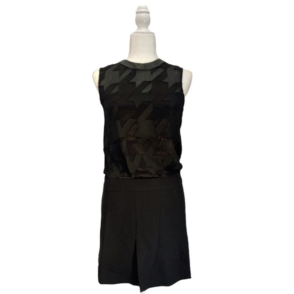 Space Style Concept Blouson Pleated Mini Dress with Leather Collar - Picture 1 of 10